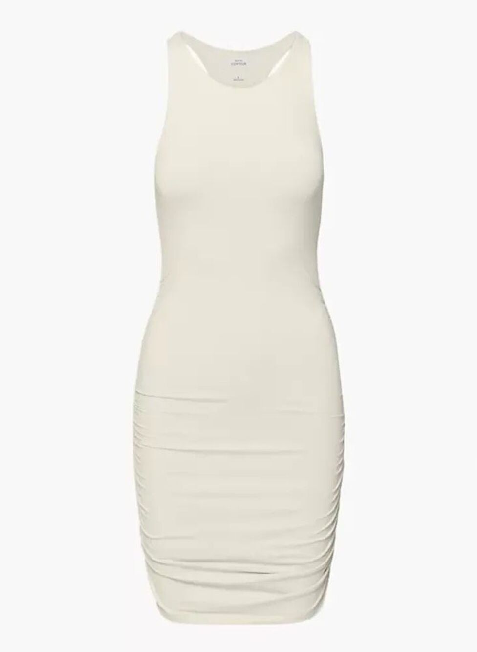 Aritzia Babaton Contour Ruched Racer Mini Dress Matte Pearl Size XL